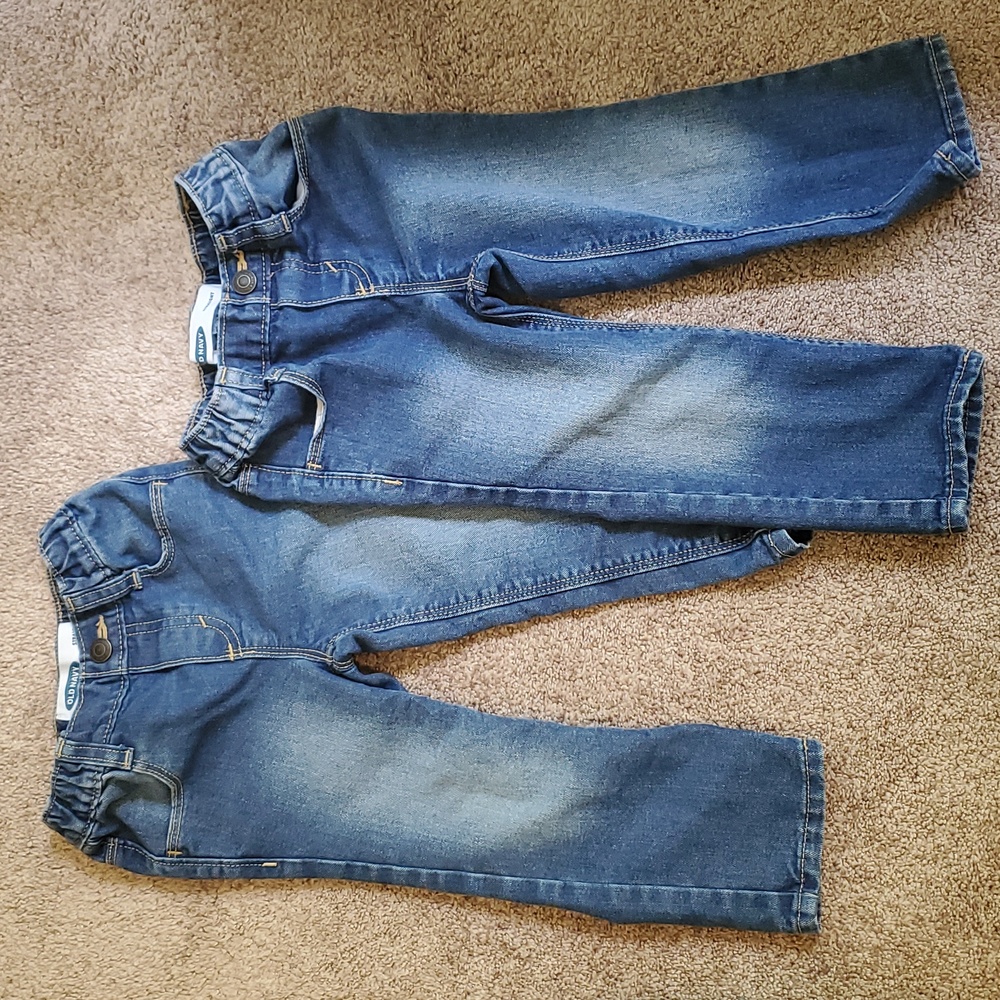 Old Navy Jeans 2T denim straight leg blue jeans, adjustable waist!